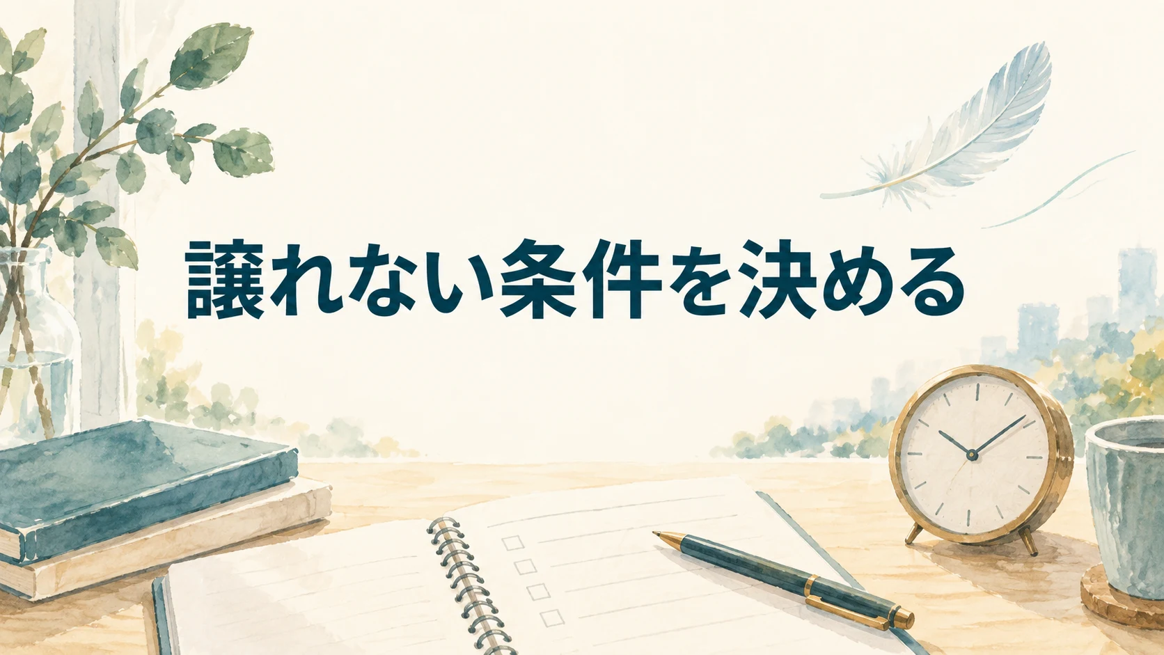 働く条件を考えるノートと時計