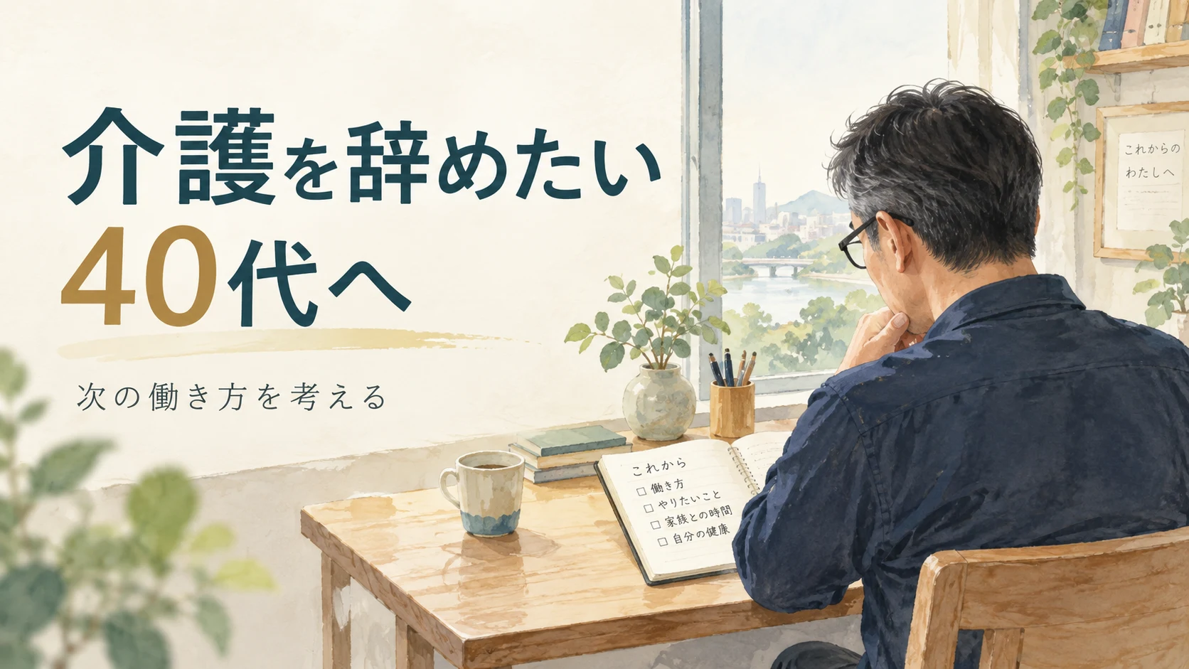 次の働き方を考える、メガネをかけた男性のイメージ