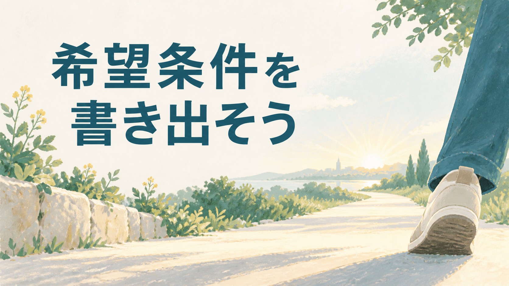 次の一歩を考える道と靴