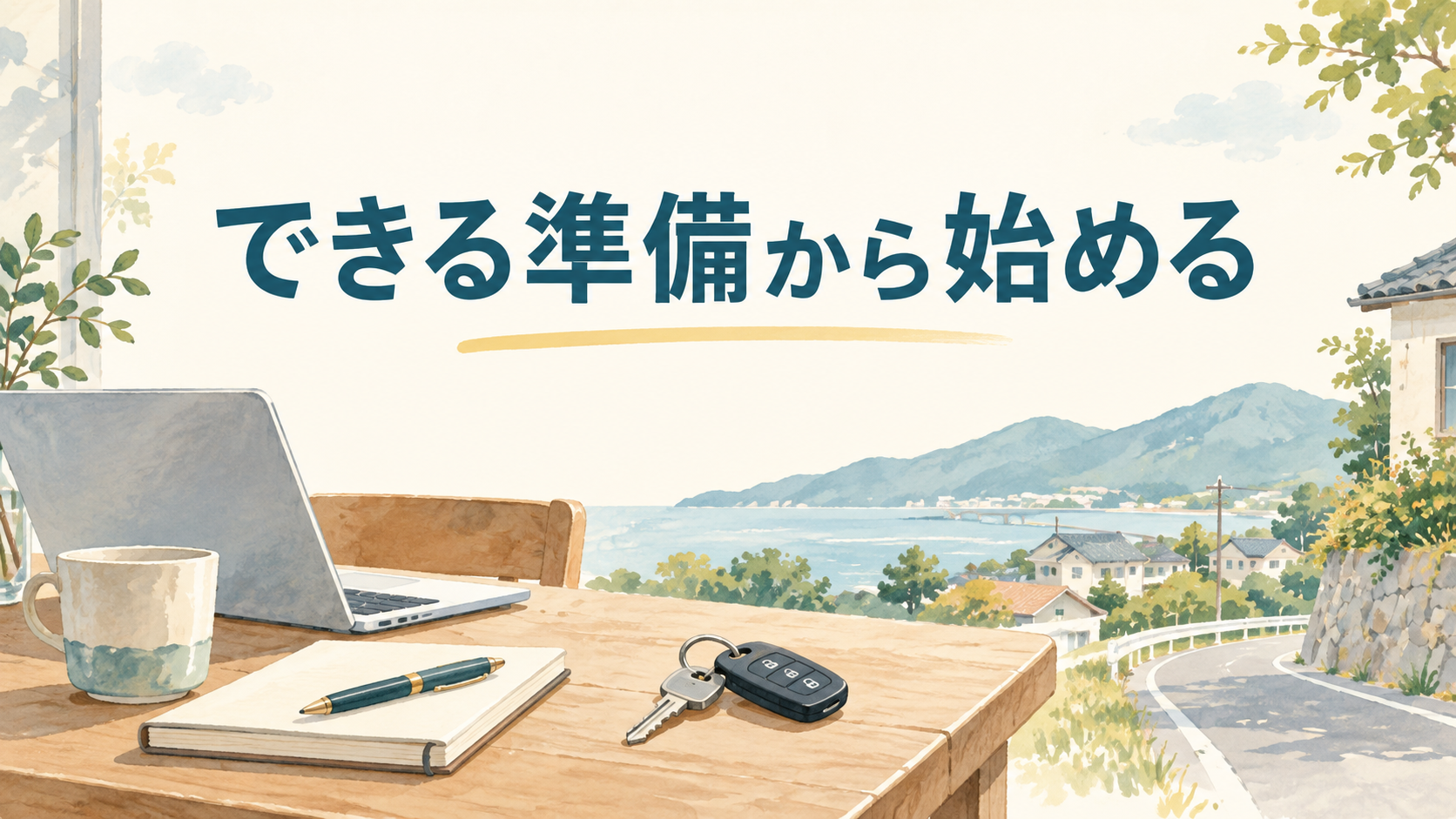 求人を探すパソコンと車の鍵